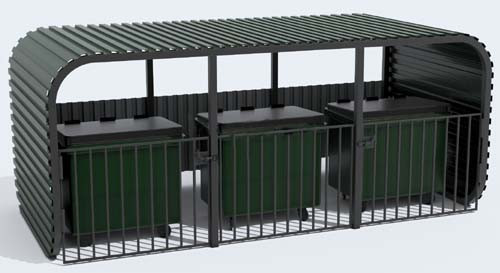 ПОРТО МК с крышей и воротами, контейнерная площадка деревянная от производителя: завод городской уличной мебели Lora-Park