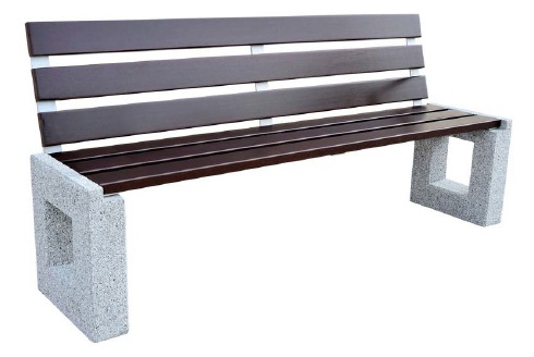АРЕНА со спинкой, скамья из бетона от производителя: завод городской уличной мебели Lora-Park