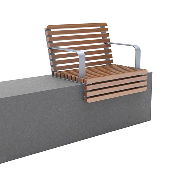 PS Vertical  Arm 2, кресло со спинкой на подпорную стенку c усилением под колени от производителя: завод городской уличной мебели Lora-Park