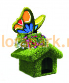 БАБОЧКА на домике из травы, цветочница городская