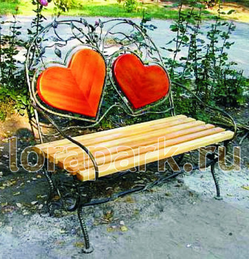 ДВА Сердца 2, скамья молодоженов от производителя: завод городской уличной мебели Lora-Park