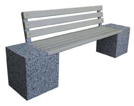 ЕВРО 2 со спинкой, скамья из бетона от производителя: завод городской уличной мебели Lora-Park