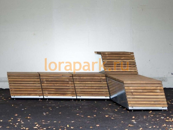 РОМБ Тавро 6 модуль наклонный, скамья парковая от производителя: завод городской уличной мебели Lora-Park