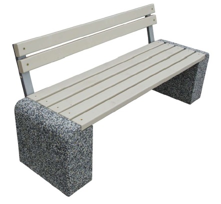 ЕВРО 1 со спинкой 170, скамья из бетона от производителя: завод городской уличной мебели Lora-Park