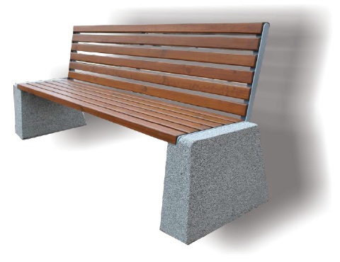 ЕВРО 5 со спинкой, скамья из бетона от производителя: завод городской уличной мебели Lora-Park