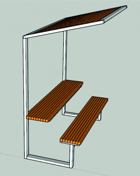 ГАРДЕН Комплект 1 с навесом, комплект со столом и скамьями - 1 секция