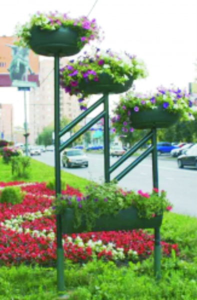 Трио КАСКАД, конструкция, цветочница вертикального озеленения с термо-чашами от производителя: завод городской уличной мебели Lora-Park
