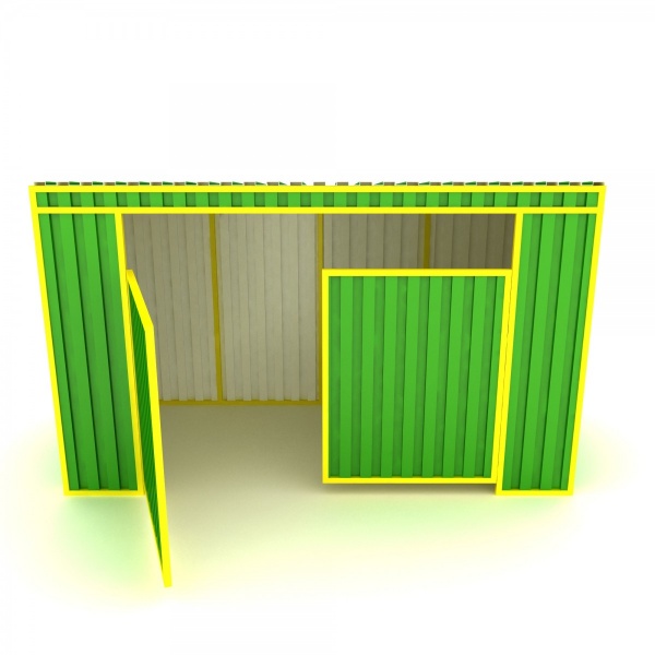 БЛОК МКВ 02 с крышей, с воротами, контейнерная площадка металлическая от производителя: завод городской уличной мебели Lora-Park