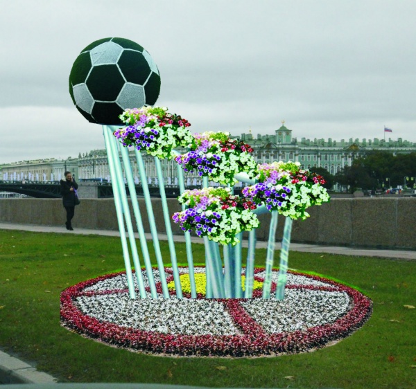 ВОЛНА с футбольным мячом, цветочница с термочашами 50см и декоративным мяча