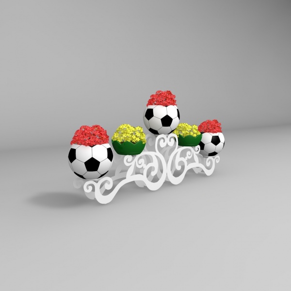 ГАММА с 3 цветочницами Футбольный мяч, цветочница вертикального озеленения с термо-чашами от производителя: завод городской уличной мебели Lora-Park