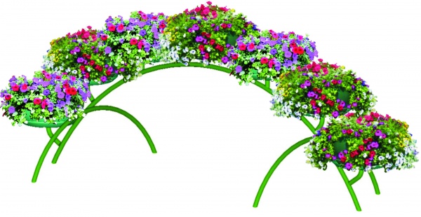Арка СИНГЛ на ножках 150.4.7 (дл.4,2м), арка цветочная для вертикального озеленения с 7 термо-чашами д.50см