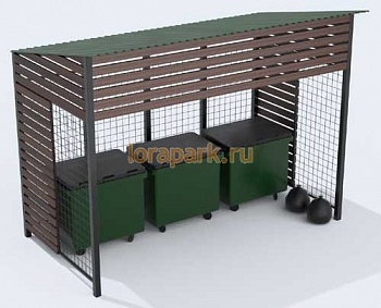 ФРОНТОН МДК с крышей, без ворот, контейнерная площадка деревянная