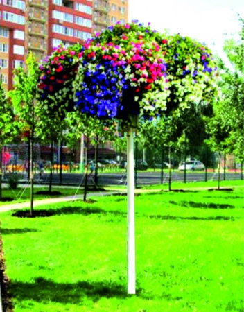 Дерево КАЛИНА 35 (выс.3,5м), цветочница вертикального озеленения с термо-чашами от производителя: завод городской уличной мебели Lora-Park