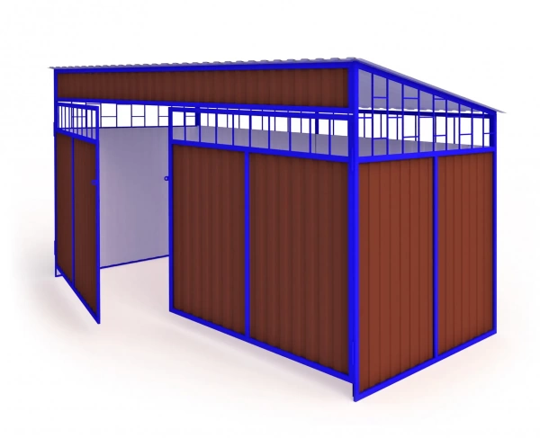 БЛОК МКВ 01 с крышей, с воротами, контейнерная площадка металлическая от производителя: завод городской уличной мебели Lora-Park