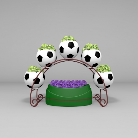 РАДУГА с 5 цветочницами Футбольный мяч, цветочница вертикального озеленения с термо-чашами от производителя: завод городской уличной мебели Lora-Park