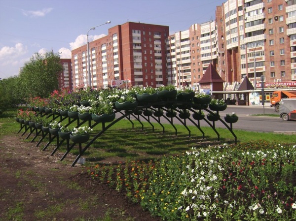 Арка СИНГЛ 250.6.11 (дл.6м), арка цветочная для вертикального озеленения с 11 термо-чашами от производителя: завод городской уличной мебели Lora-Park