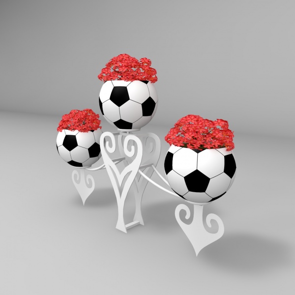 ДЕЛЬМА 1 с 3 цветочницами Футбольный мяч, цветочница вертикального озеленения с термо-чашами от производителя: завод городской уличной мебели Lora-Park
