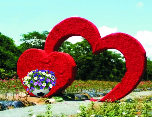 АРКА цветочная с сердцем и 1  цветочницей Футбольный мяч, цветочница вертикального озеленения с термо-чашами от производителя: завод городской уличной мебели Lora-Park