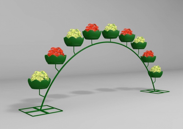 Арка СИНГЛ 250.6.9 (дл.6м), арка цветочная для вертикального озеленения с 9 термо-чашами от производителя: завод городской уличной мебели Lora-Park