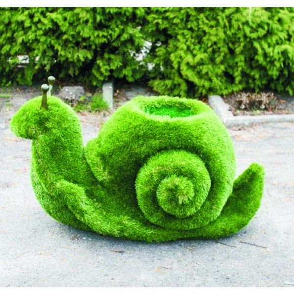 УЛИТКА с цветочным кашпо, топиарная фигура с искусственным озеленением