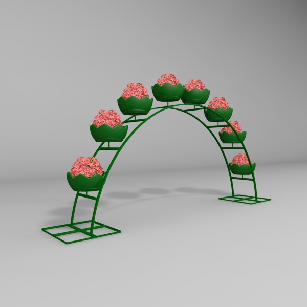 Арка ДАБЛ 220.5.8 (дл.5м), арка цветочная для вертикального озеленения с 8 термо-чашами от производителя: завод городской уличной мебели Lora-Park