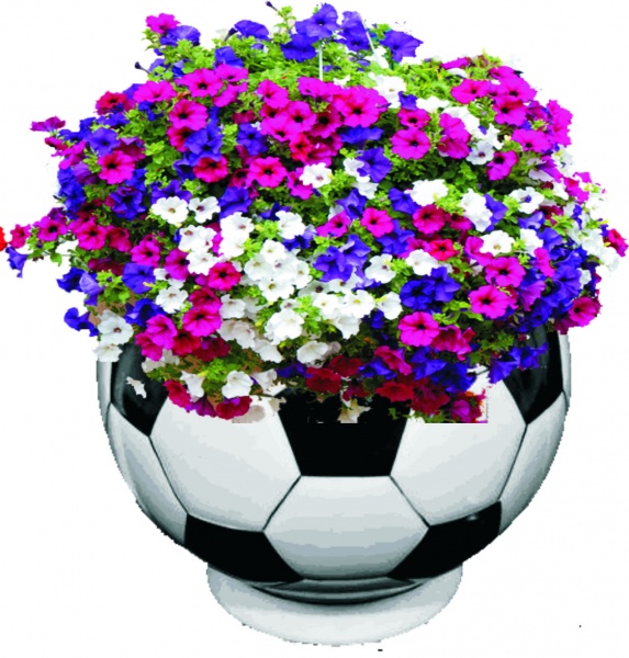 Футбольный МЯЧ, цветочница бетонная в виде декоративным мяча д.0,7м